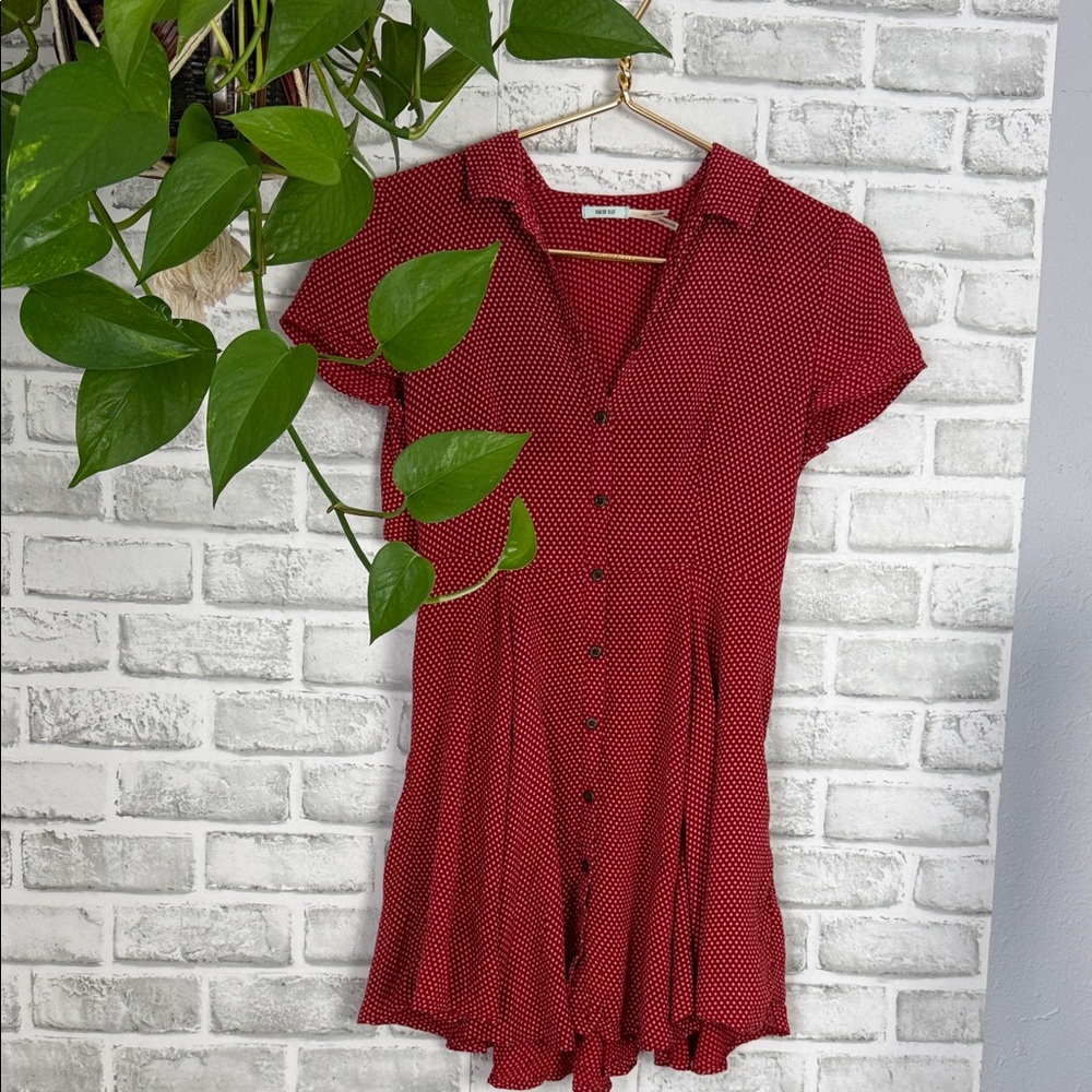 Urban Outfitters // Red Button-Front Mini Dress - Picture 6 of 10
